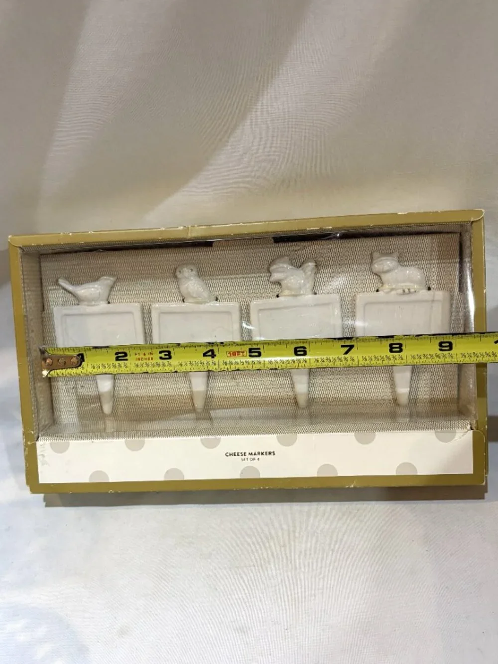 Set of 4 White Porcelain Cheese Markers Woodland Animals New in Box by Target